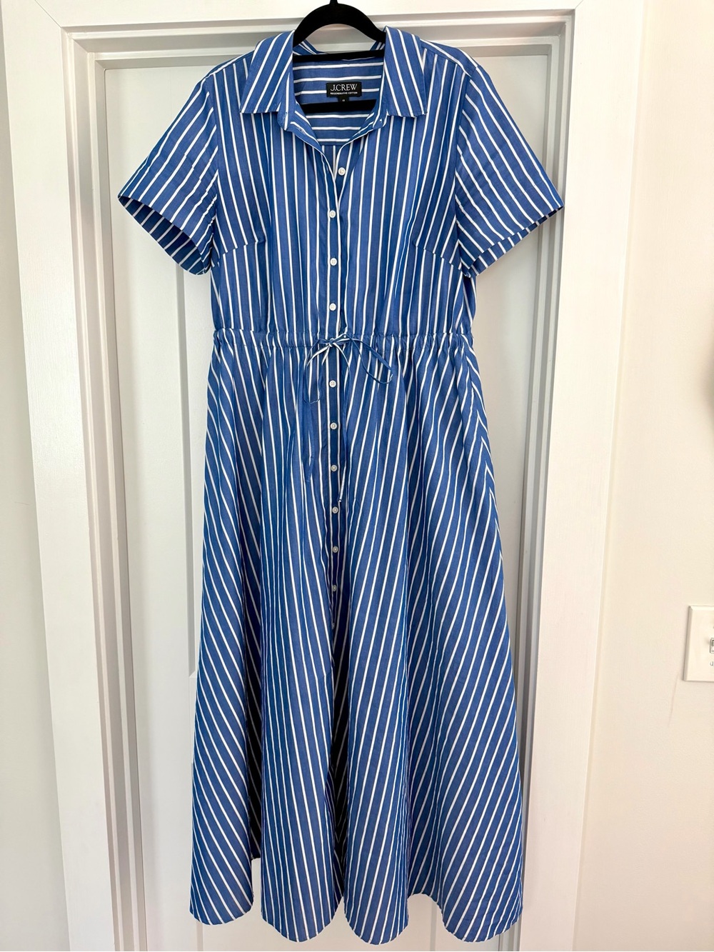 J.Crew Women’s Blue & White Striped Button-Front Dress